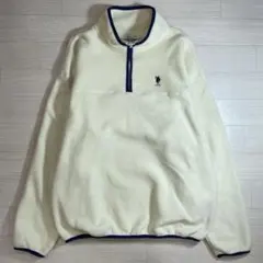 ユーエスポロアッスン/ハーフジップ フリースジャケット/アイボリー/モックネック