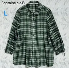 ファンテーヌドゥビー チェック柄 薄手チュニックシャツ（L）ナチュラルコットン