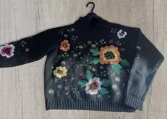 古着 お花刺繍 ニット