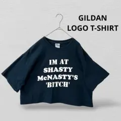 GILDANギルダン クロップドロゴTシャツ ネイビーのサムネイル