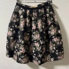 アナトリエ購入 ルールロジェット花柄フレアスカート　黒