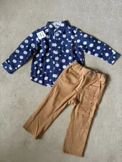 新品　ミキハウス ドット柄シャツとパンツセット　90センチ