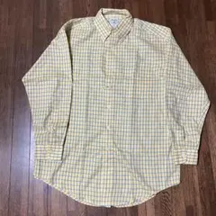 美品　ブルックスブラザーズ チェック　ボタンダウンシャツ　香港製　m 長袖　黄色