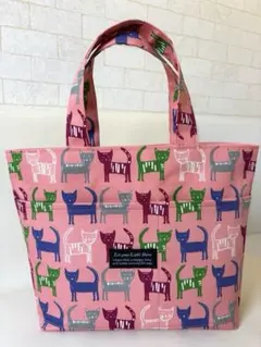 ハンドメイド　トートバッグ　猫柄　ピンク
