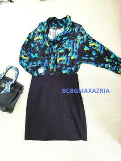 BCBGMAXAZRIA 異素材ドッキングワンピース　ひざ丈【着用画追加】のサムネイル