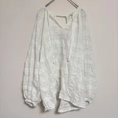 マウジー　シースルーブラウス　チェック　パフスリーブ　ゆったり　レイヤード　美品のサムネイル
