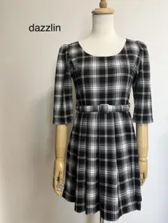 dazzlin ワンピース サイズS チェック ベルト　黒　白　レディース