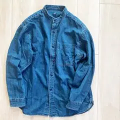 ユニクロ　デニム　スタンドカラー　オーバーシャツ