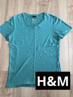 H&M Tシャツ　緑　グリーン　Ｖネック　Sサイズ　Mサイズ　無地