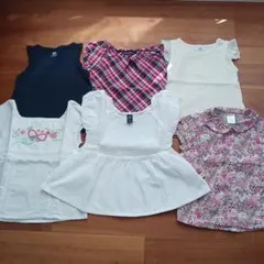 トップス　GAP フリル袖　レース　小花柄　チェック　ホワイト　ネイビー　100