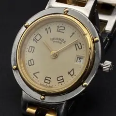 【稼働/電池新品】HERMES エルメス クリッパー デイト レディース 箱付きのサムネイル