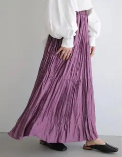 AMERICANHOLIC新品タグ付き ワッシャーティアードプリーツスカート P