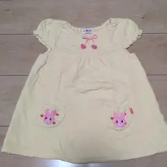 ミキハウスウサギポケット付きイエローチュニック