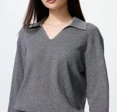 ユニクロ ウォッシャブルニットリブポロセーターM