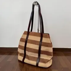 TOPKAPI ラフィア風 ストライプ トートバッグ レザーハンドル