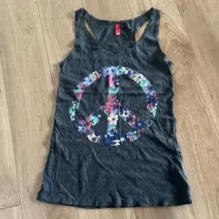 フラワーピースマーク タンクトップ グレー