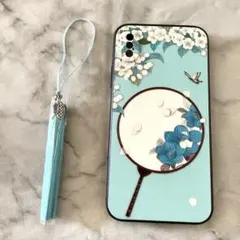 iPhoneX/XSケース　可愛い　水色　蝶々　花柄　iスマホカバー　匿名配送