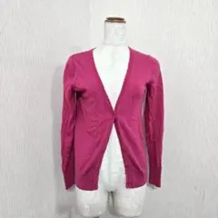 テチチ Vネック 長袖カーディガン ピンク 毛100％ シンプル 上品