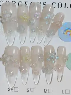 A3花モチーフのネイルチップ 10本セットSサイズ