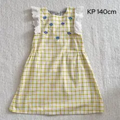 KP ノースリーブ ワンピース 140cm 花刺繍　チェック柄のサムネイル