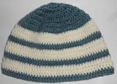 ℳ＊少々厚目・ラインビーニー・クラッシャーハット【男女兼用】ハンドメイド手編み