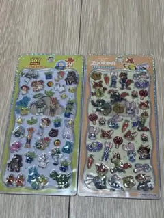 プチドロップステッカー　トイストーリー　ズートピア シール　2枚セット