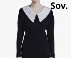 極美品 24SS sov. ソブ ビッグカラーデザインニット 黒 36 セーター 24SS 極美品 sov. ソブ ビッグカラーデザインニット 黒 36 セーター