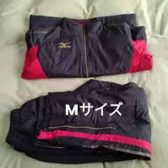 Mizuno 黒/赤/金　Mサイズ　裏起毛　中綿入り　ウインドブレーカー　上下