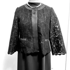 美品　クレージュ　Courreges フォーマルジャケット　黒　レース素材