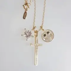 ⭐️最高品質⭐️ダイヤモンドスマイル⭐️4点ネックレス ゴールドSET 