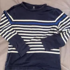 UNIQLO 長袖カットソー 140ネイビー/ストライプ