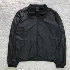 adidas ナイロントラックジャケット【M】裏起毛　ラメロゴ　オールブラック