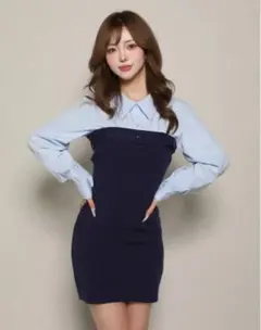 Darich ダーリッチ シャツドッキングタイトミニワンピース