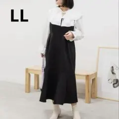 フリル襟ドッキングワンピース クレット