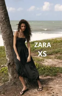 ZARA ザラ　ストレッチディテール入りフルイドミディ丈ワンピース