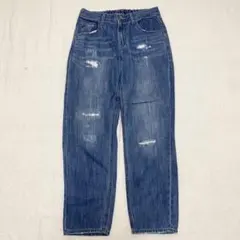 【ダブルクローゼット】デニムパンツ ダメージ加工 ウエストバックゴム綿100％Fのサムネイル