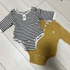 petit main プティマイン 長袖ボディスーツ2点セット ロンパース