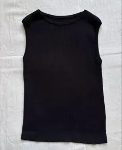 UNIQLO　ユニクロ　UVカットリブノースリーブセーター　黒ブラック　L