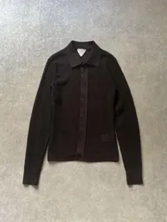 BOTTEGA VENETA メッシュ ニット 襟付カーディガン ブラウン Sのサムネイル