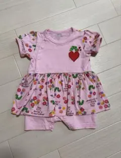 はらぺこあおむし　エリックカール　ワンピース風ロンパース 70 ピンク　花柄