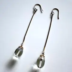 【中古•未使用】クリスタル ロングフックピアス