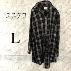 UNIQLO フランネル チェックシャツ L レディース 長袖 チュニック