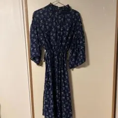 花柄ネイビーシャツワンピース FREEサイズ