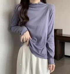 SELE中!新品 ドイツベルベットボトムスシャツワンサイズ ハーフタートルネック