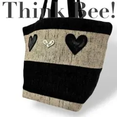 美品 Think Bee シンクビー ハンドバッグ ハート 黒　ブラック