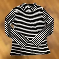UNIQLO ボーダー リブ 長袖 ハイネック 110cm