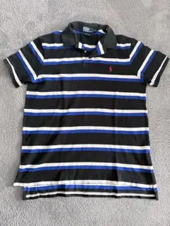 Polo by Ralph Lauren XL ポロシャツ 黒/青/白ストライプ