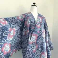 有松絞り浴衣 有松鳴海絞り 身丈159cm 淡い紫 花模様 手縫い No.TM