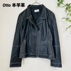 美品✨Otto 【 L 】本羊皮 ブラックレザージャケット ライダースジャケットのサムネイル