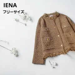 【IENA】ツイードニットジャケット キャメル 美品 フリーサイズ